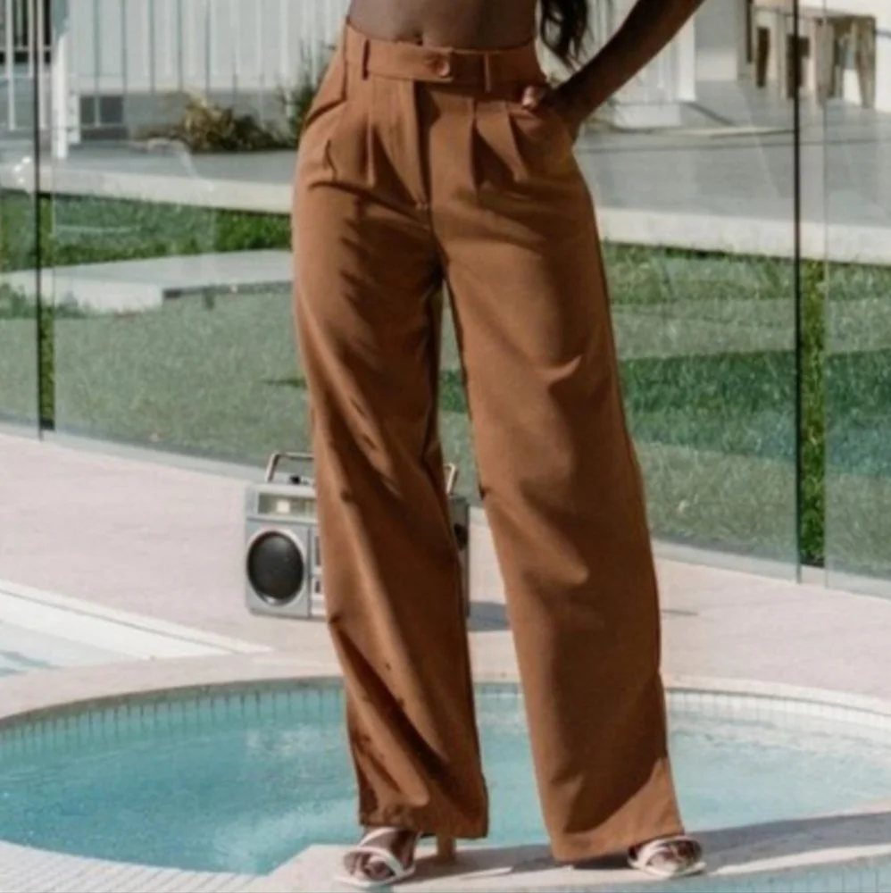 SOLD Princess Polly Pants Womens 6 Rust Fiesta Slits Old Money High Waist Baggy - Picture 2 of 9